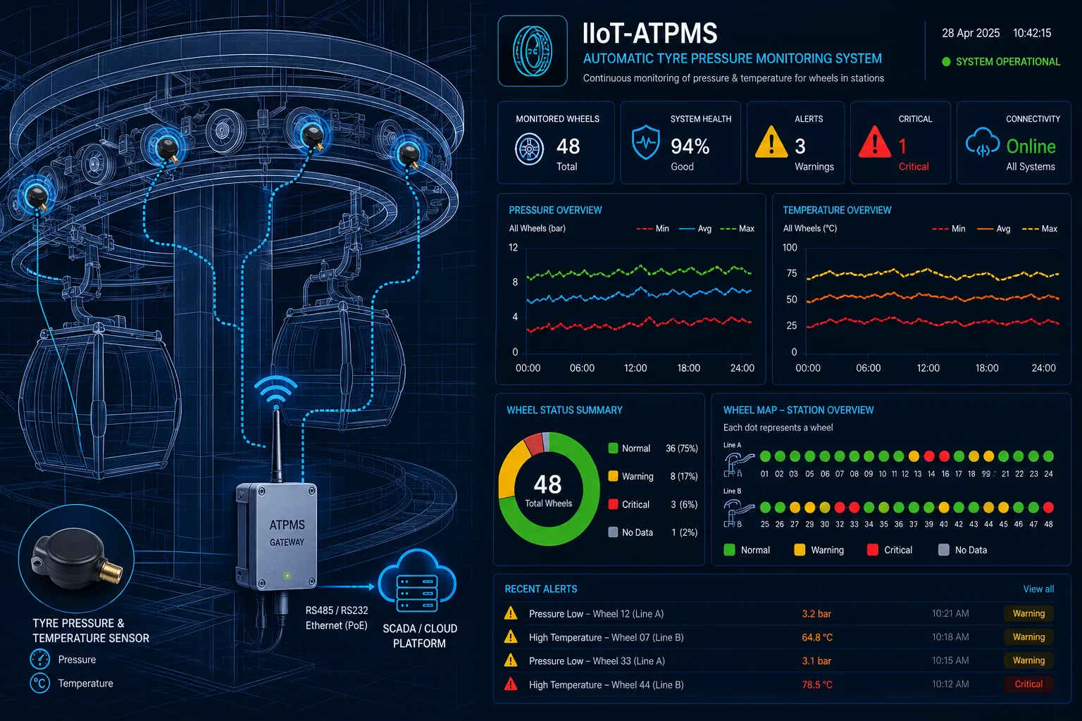 Automatic IIoT Tyre Pressure Monitoring System