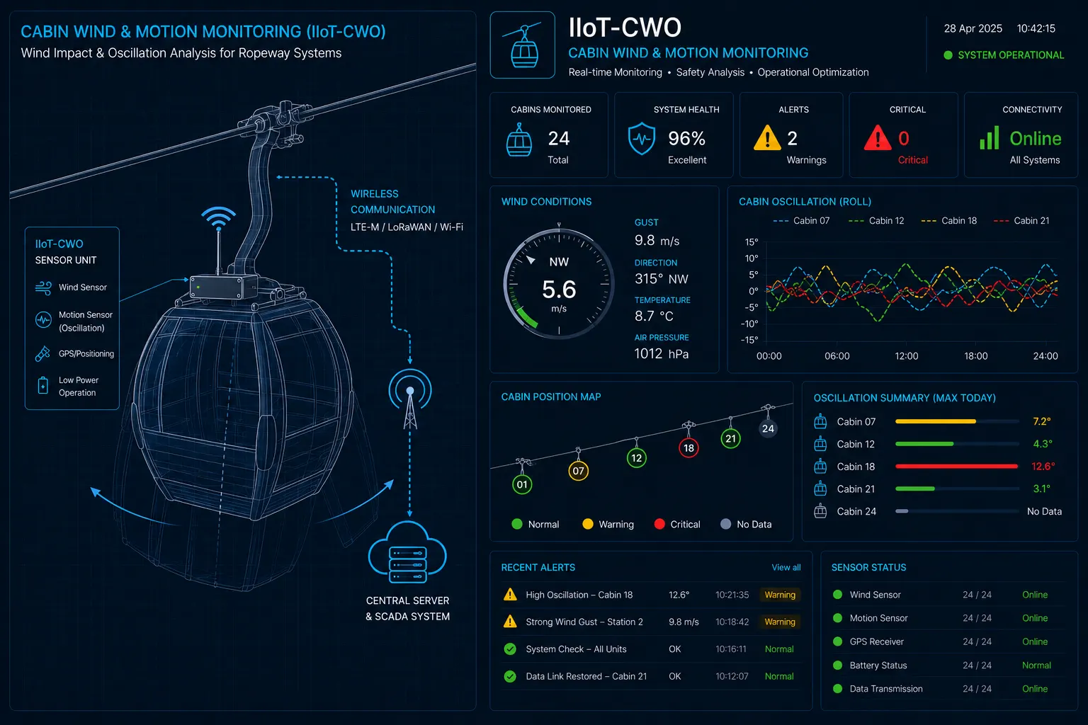 Wind Impact & Oscillation Analysis for Ropeway Systems